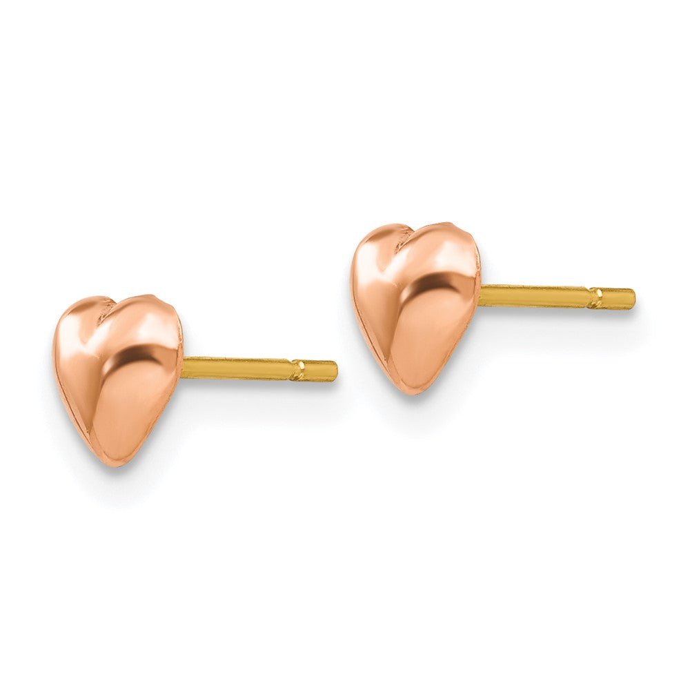 14K Roségold Poliert Herz Stecker Ohrstecker