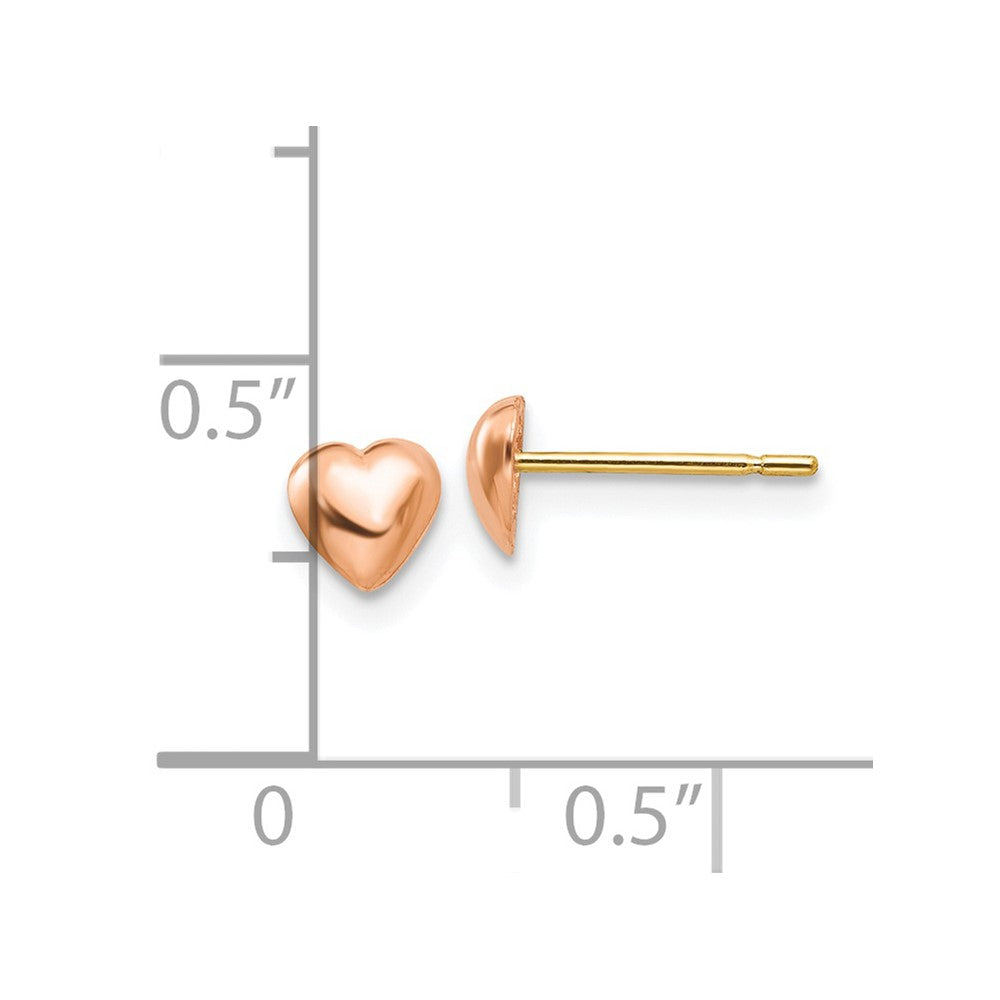 14K Roségold Poliert Herz Stecker Ohrstecker