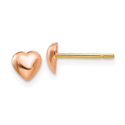 14K Roségold Poliert Herz Stecker Ohrstecker