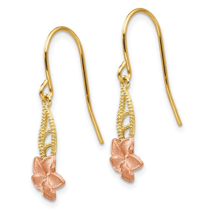 14K Bicolor Fantasie Plumeria Ohrhänger