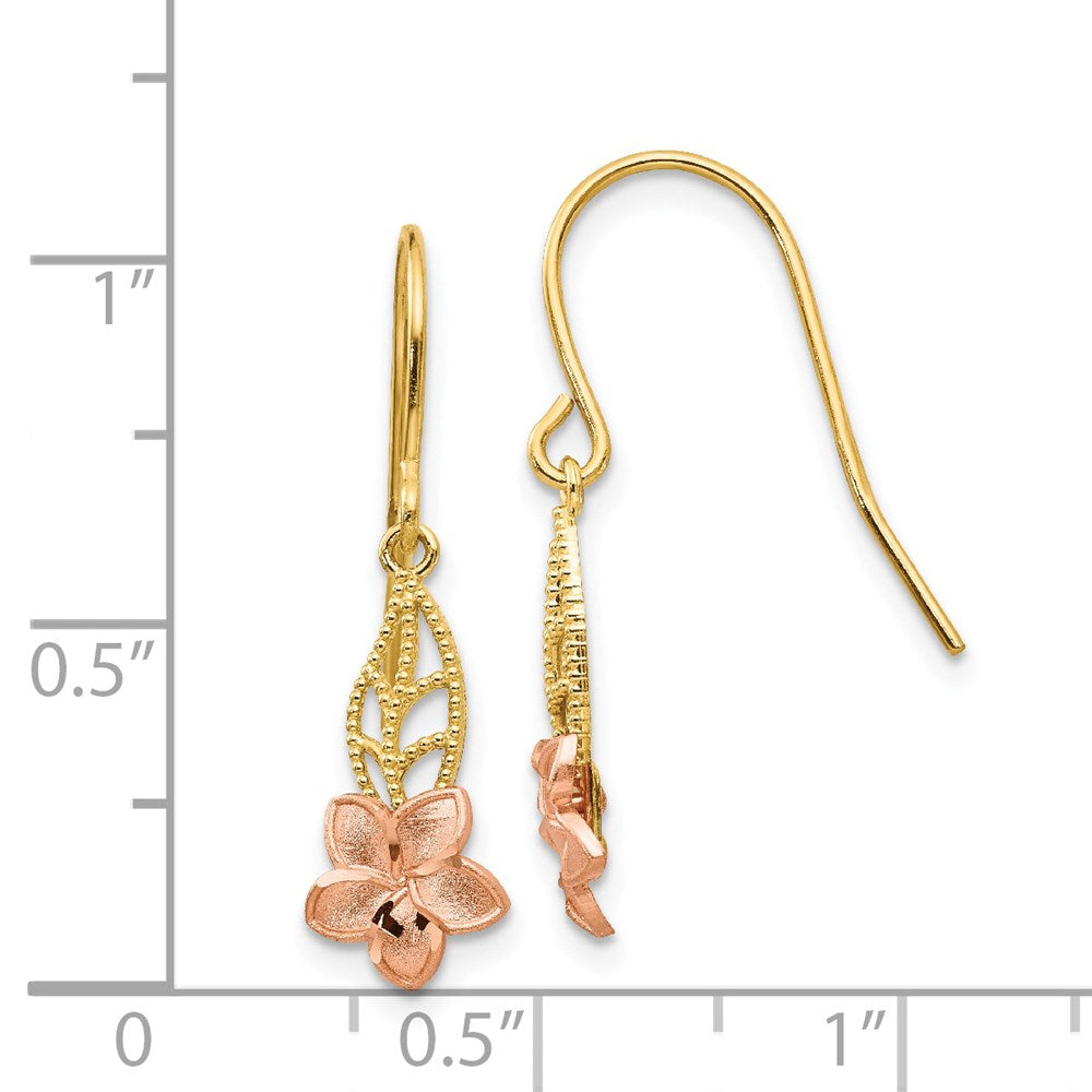 14K Bicolor Fantasie Plumeria Ohrhänger