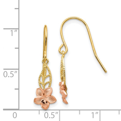 14K Bicolor Fantasie Plumeria Ohrhänger