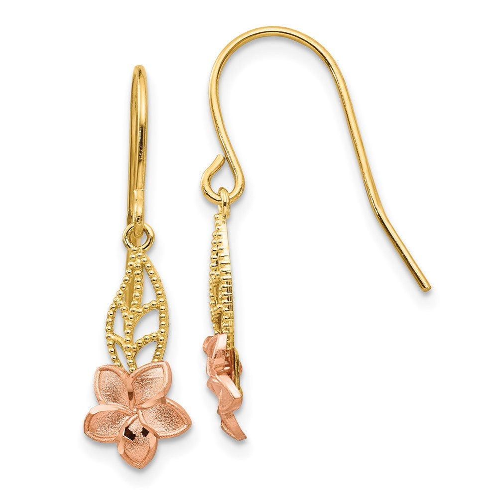14K Bicolor Fantasie Plumeria Ohrhänger