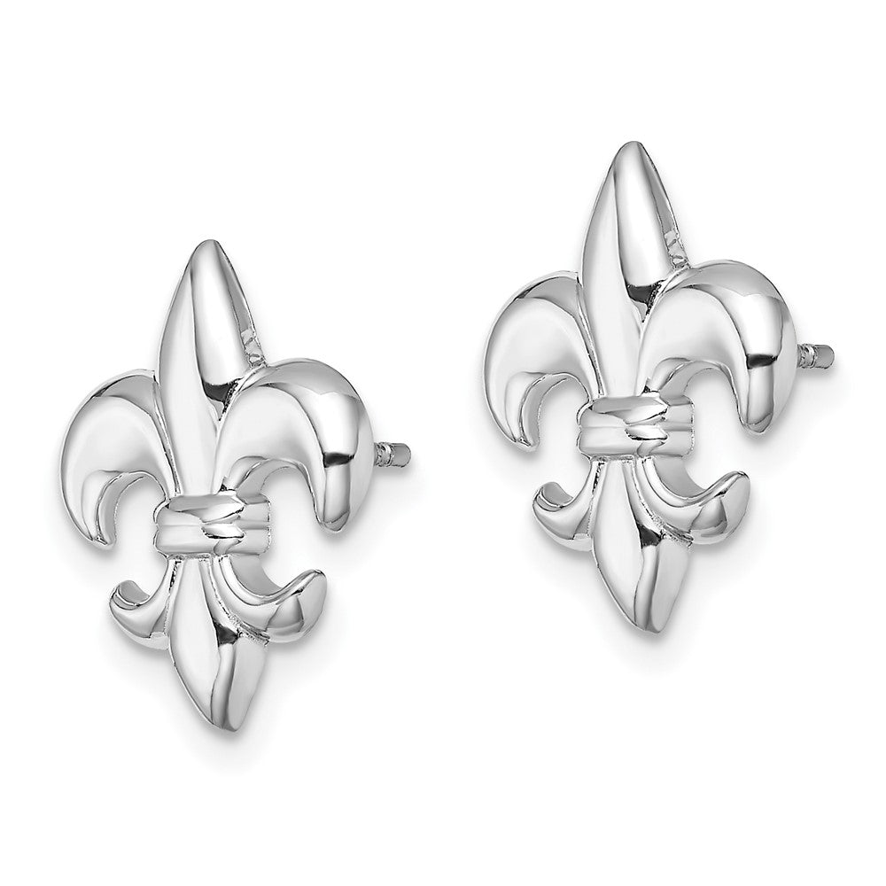 14K Weißgold Klein Fleur-de-lis Ohrstecker
