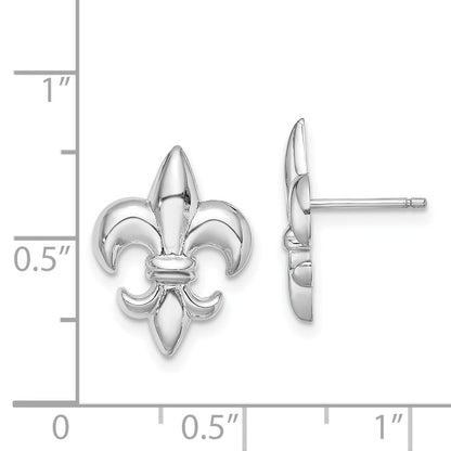 14K Weißgold Klein Fleur-de-lis Ohrstecker