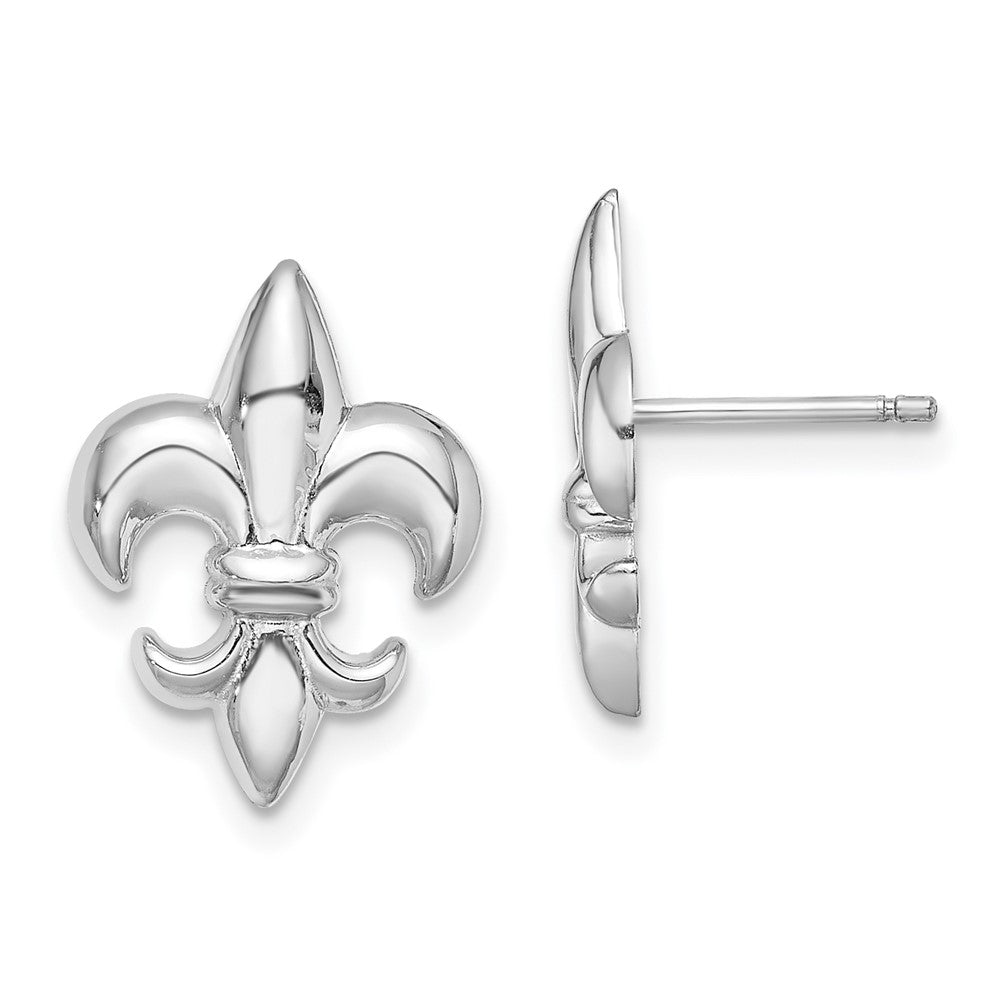 14K Weißgold Klein Fleur-de-lis Ohrstecker