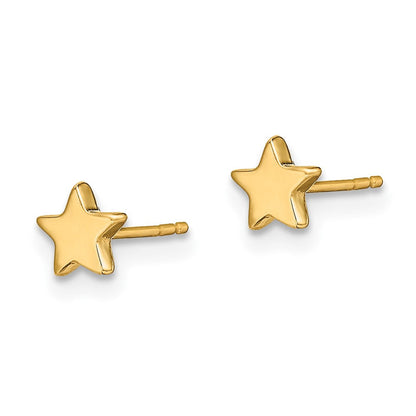 14K Gelbgold Poliert Stern Ohrstecker