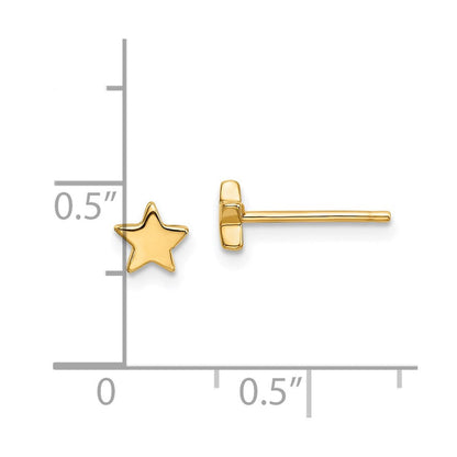 14K Gelbgold Poliert Stern Ohrstecker