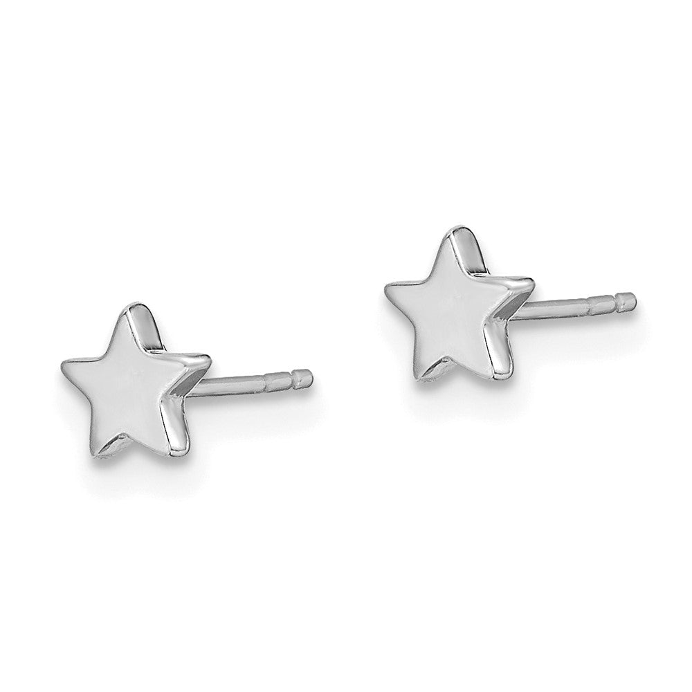 14K Weißgold Poliert Stern Ohrstecker