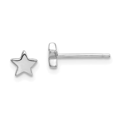 14K Weißgold Poliert Stern Ohrstecker