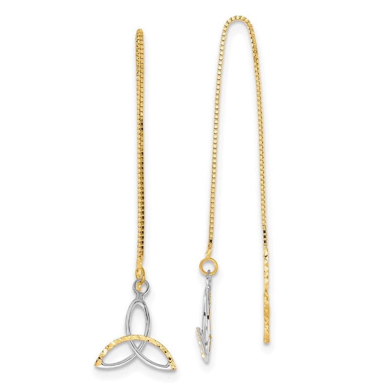 14K Gelb & Rhodium mit Rhodium Diamantiert Venezianer Kette Keltisch Knoten Durchzieher-Ohrringe