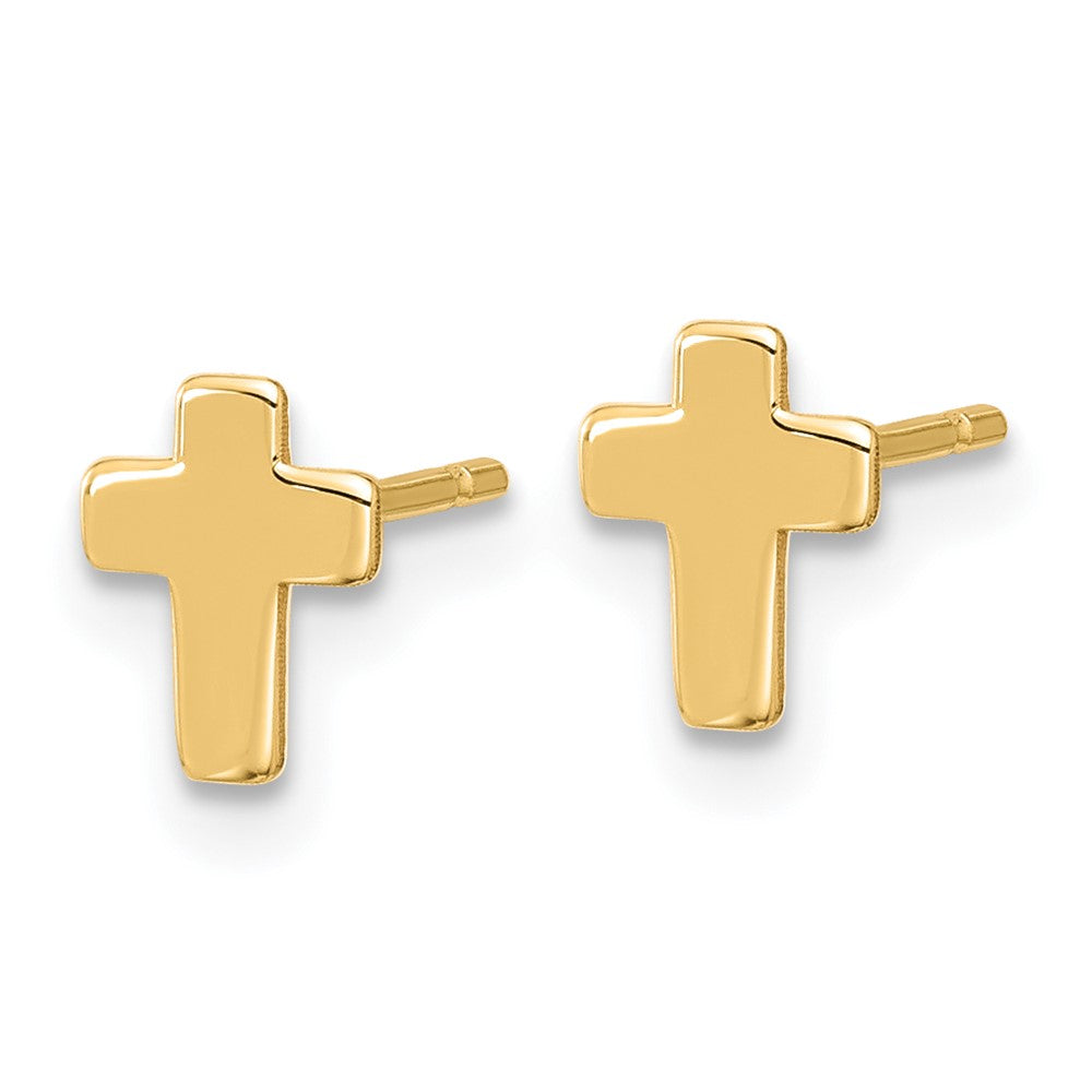 14K Gelbgold Poliert Kreuz Ohrstecker
