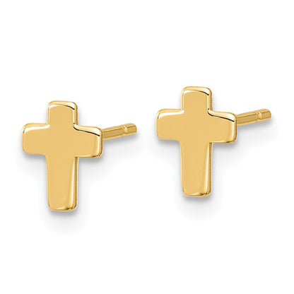 14K Gelbgold Poliert Kreuz Ohrstecker