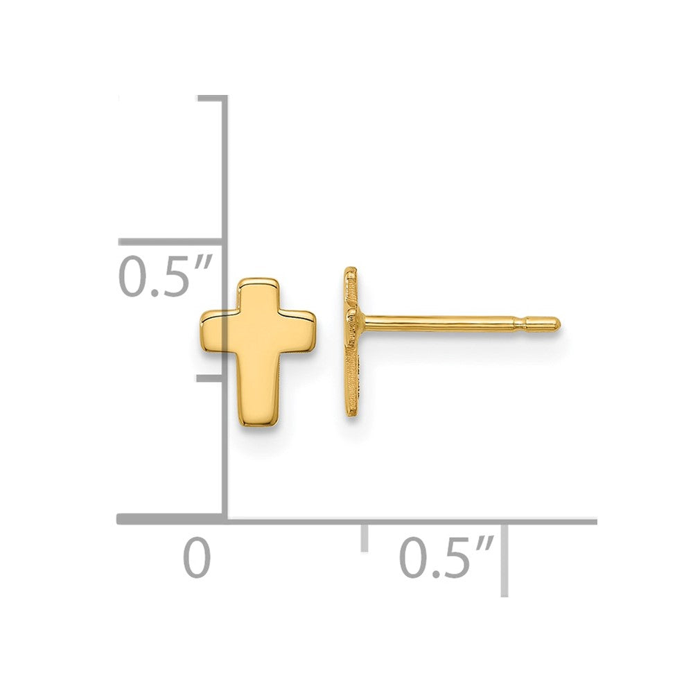 14K Gelbgold Poliert Kreuz Ohrstecker