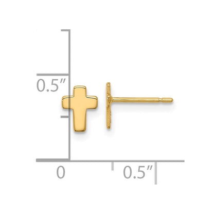 14K Gelbgold Poliert Kreuz Ohrstecker