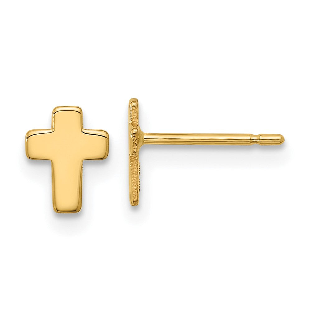 14K Gelbgold Poliert Kreuz Ohrstecker