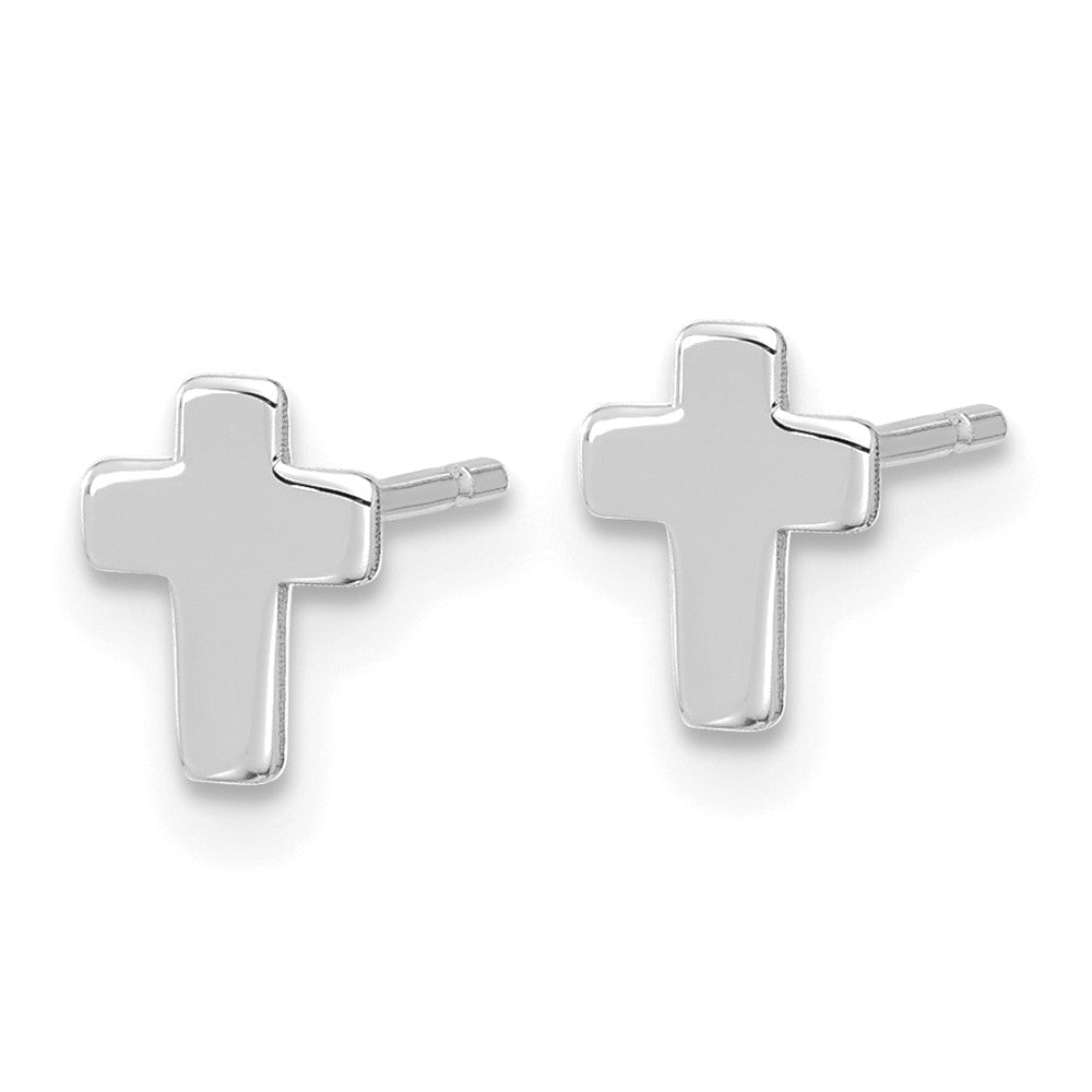 14K Weißgold Poliert Kreuz Ohrstecker