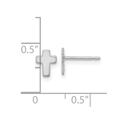 14K Weißgold Poliert Kreuz Ohrstecker