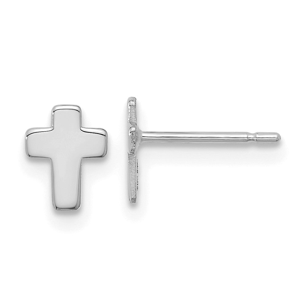 14K Weißgold Poliert Kreuz Ohrstecker