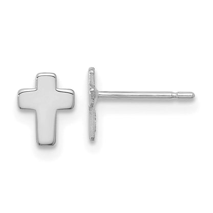 14K Weißgold Poliert Kreuz Ohrstecker