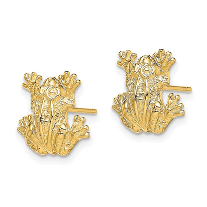 14K Gelbgold 2-d Leap Frosch Ohrstecker