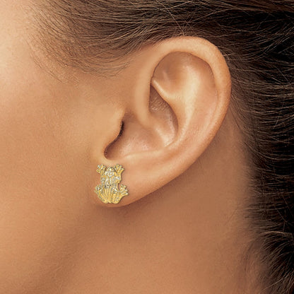 14K Gelbgold 2-d Leap Frosch Ohrstecker