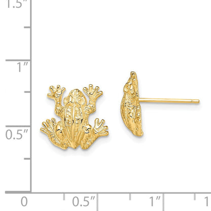 14K Gelbgold 2-d Leap Frosch Ohrstecker
