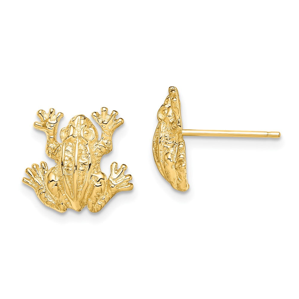 14K Gelbgold 2-d Leap Frosch Ohrstecker