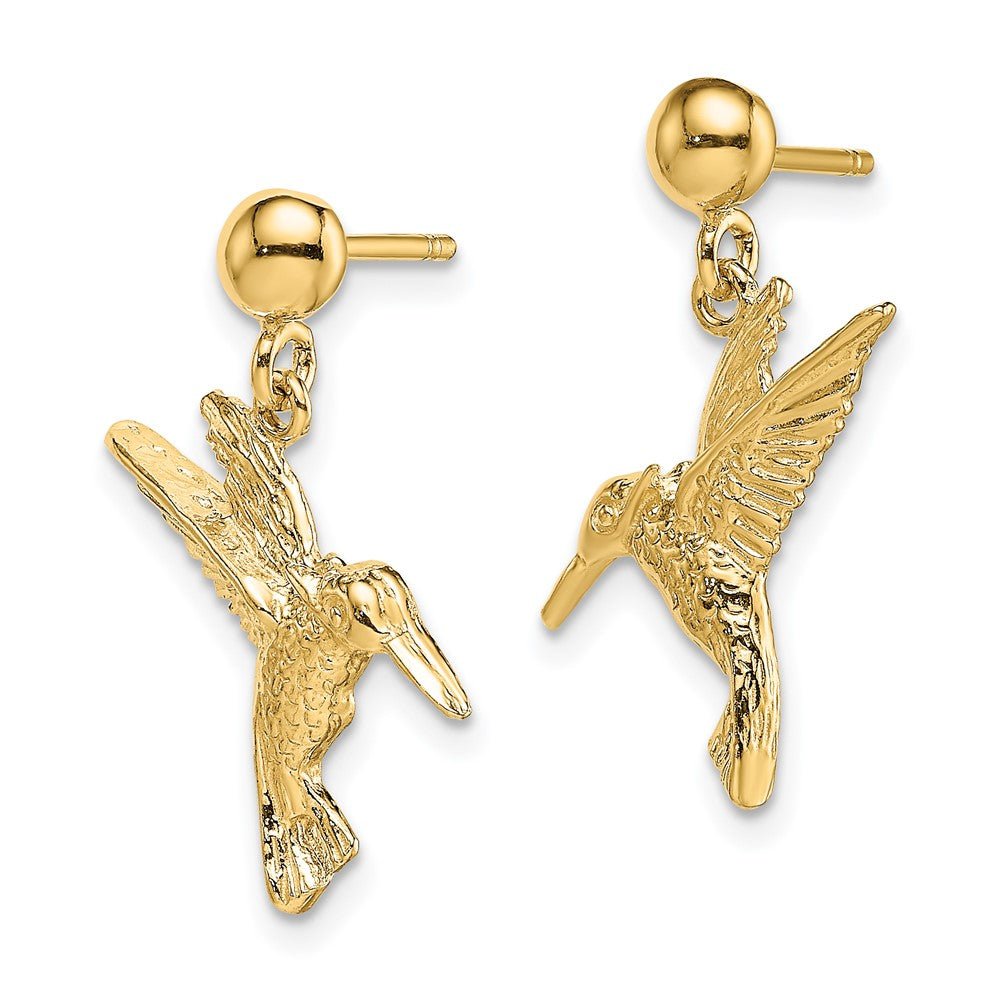 14K Gelbgold Hummingbird Stecker Ohrhänger