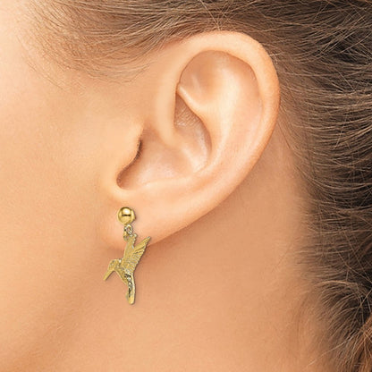 14K Gelbgold Hummingbird Stecker Ohrhänger
