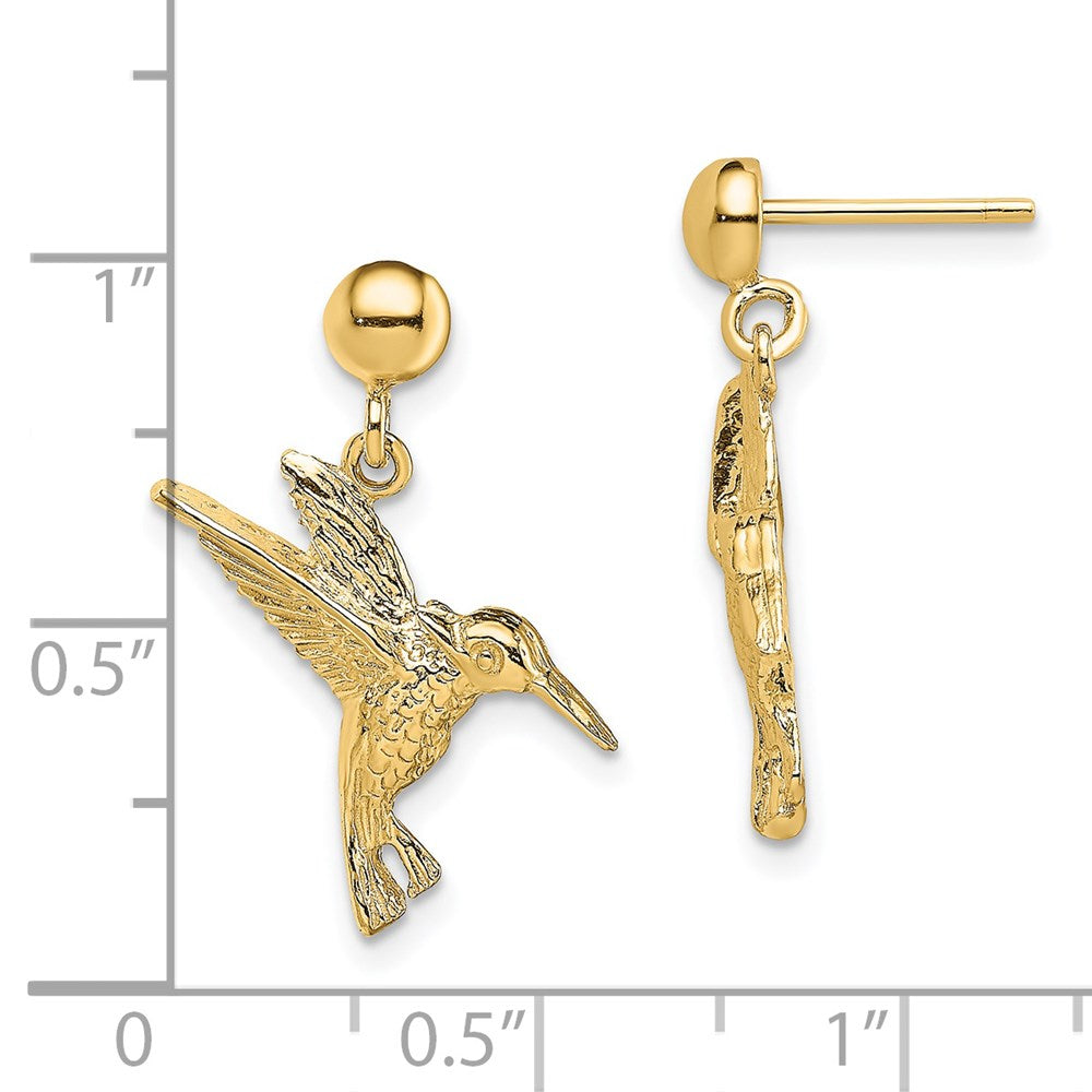 14K Gelbgold Hummingbird Stecker Ohrhänger