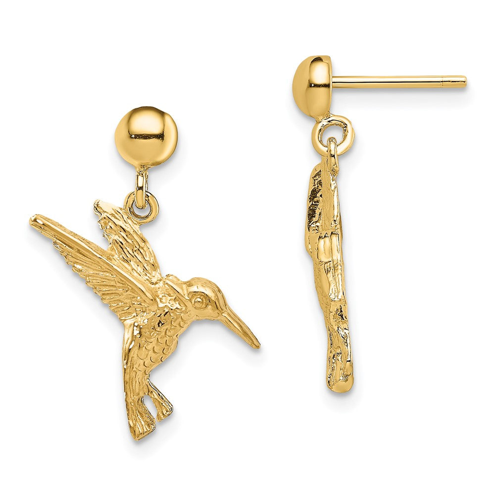 14K Gelbgold Hummingbird Stecker Ohrhänger