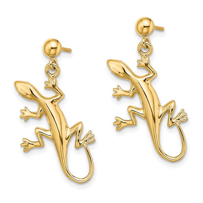 14K Gelbgold Poliert Gecko Ohrhänger
