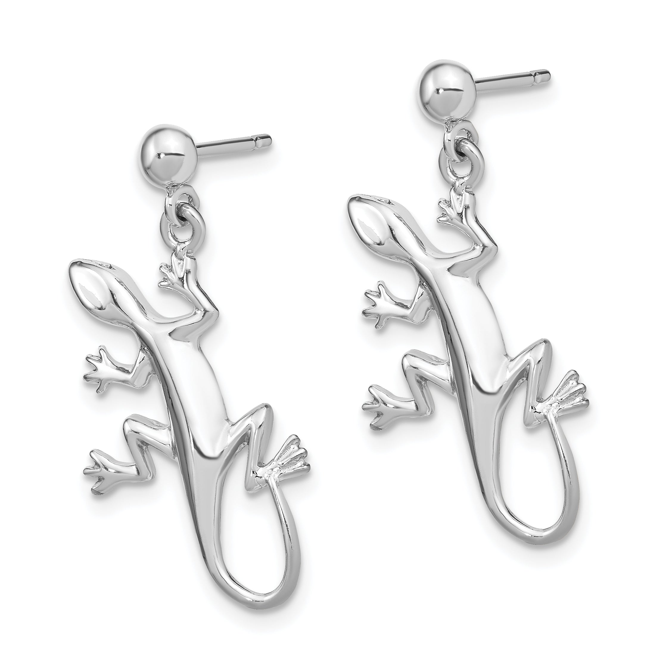 14K Weißgold Poliert Gecko Ohrhänger