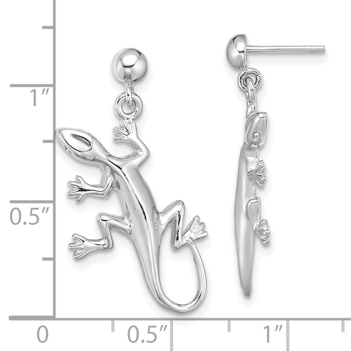 14K Weißgold Poliert Gecko Ohrhänger