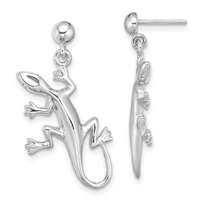 14K Weißgold Poliert Gecko Ohrhänger