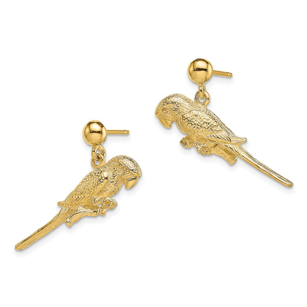 14K Gelbgold 3-d Parrot Ohrhänger
