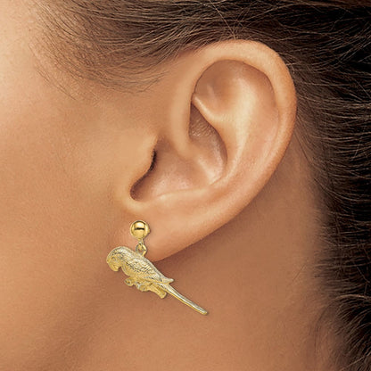 14K Gelbgold 3-d Parrot Ohrhänger