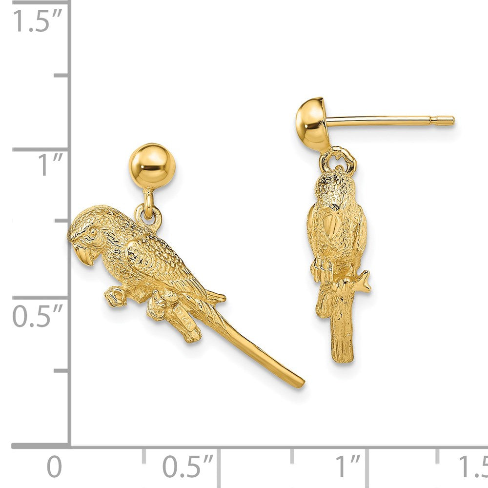 14K Gelbgold 3-d Parrot Ohrhänger