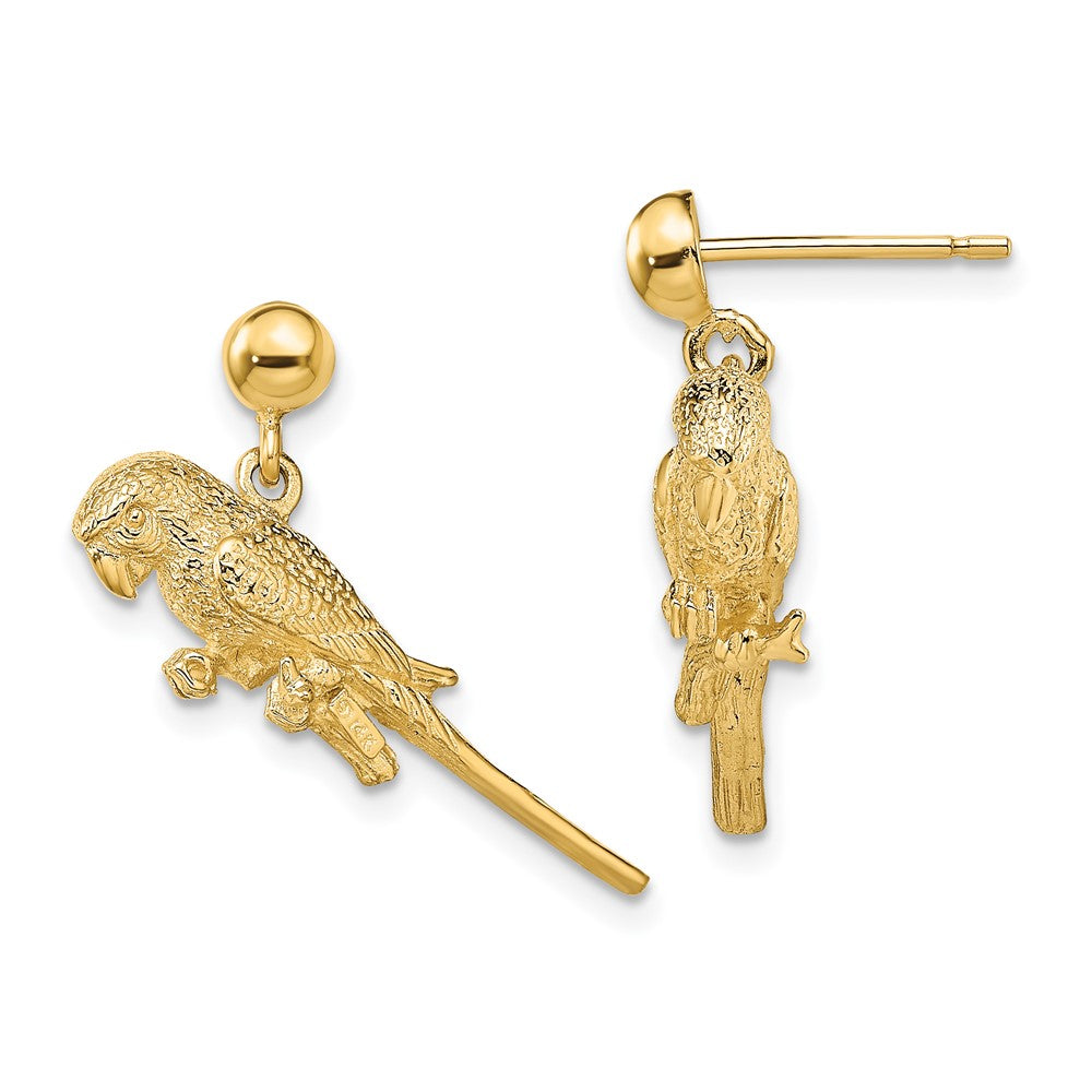 14K Gelbgold 3-d Parrot Ohrhänger