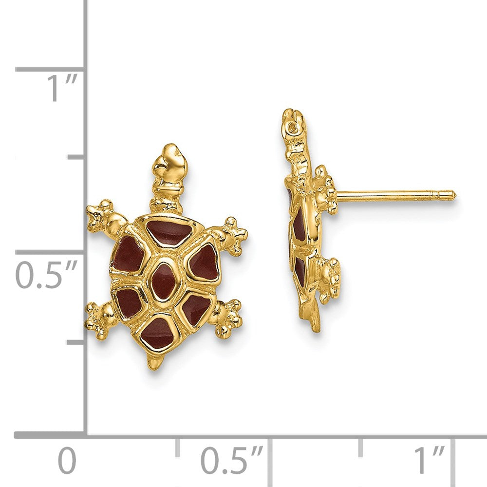 14K Gelbgold mit Braun Emaille Tortoise Ohrstecker