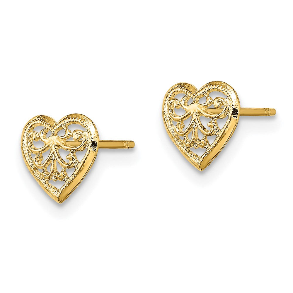 14K Gelbgold Filigran Herz Ohrstecker