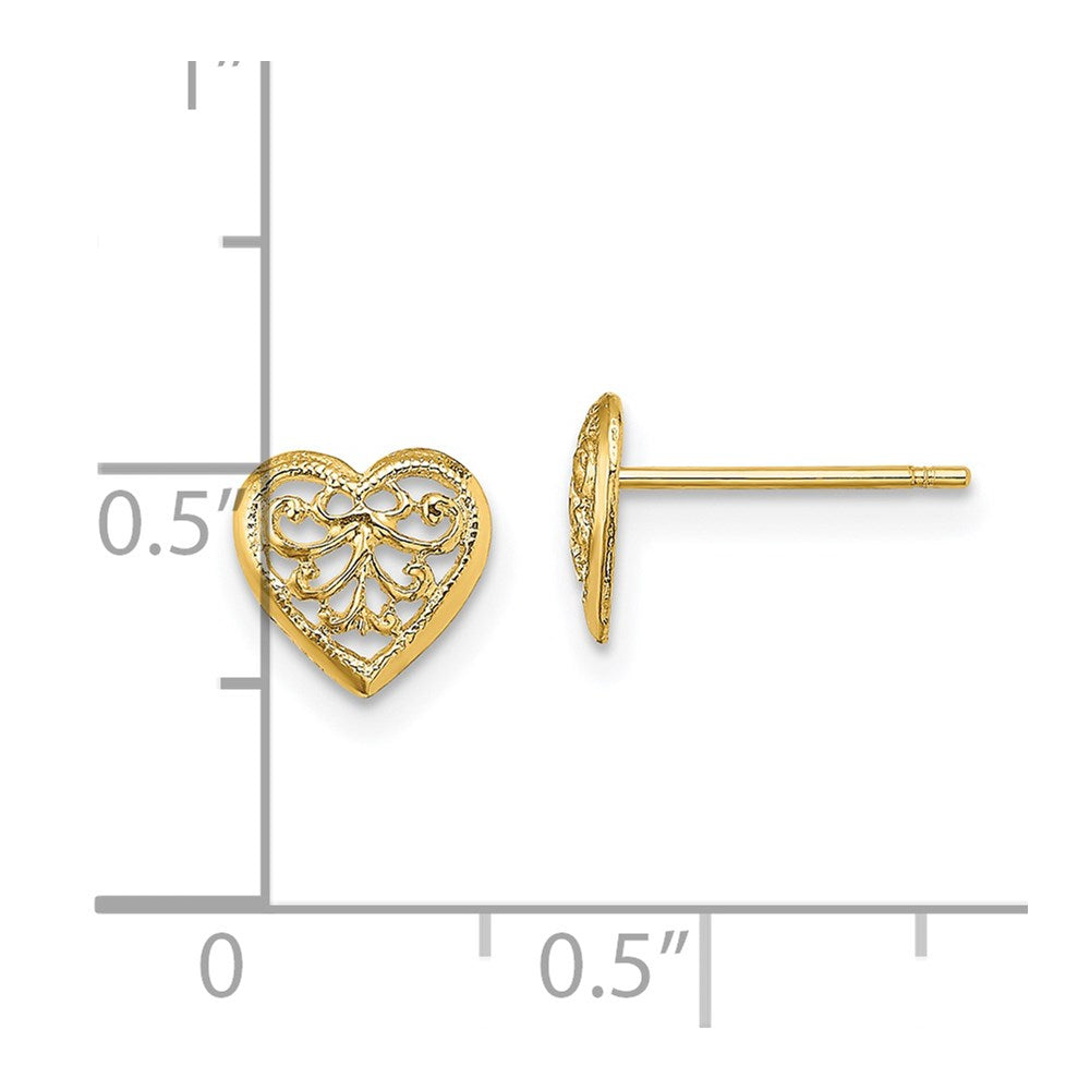 14K Gelbgold Filigran Herz Ohrstecker