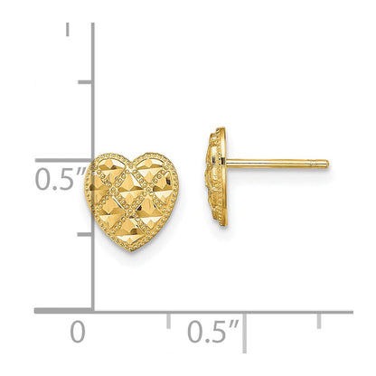 14K Gelbgold Kreuz-cross mit Diamantiert Herz Ohrstecker