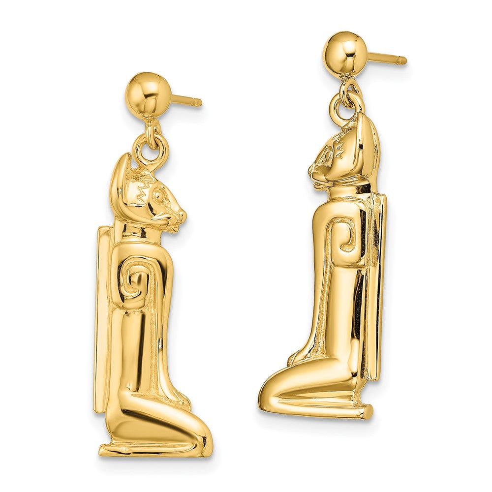 14K Gelbgold 2-d Marco Island Katze Ohrhänger