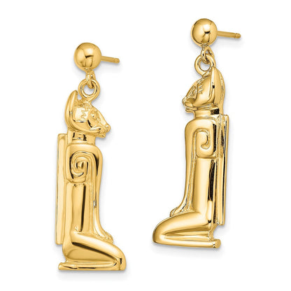 14K Gelbgold 2-d Marco Island Katze Ohrhänger
