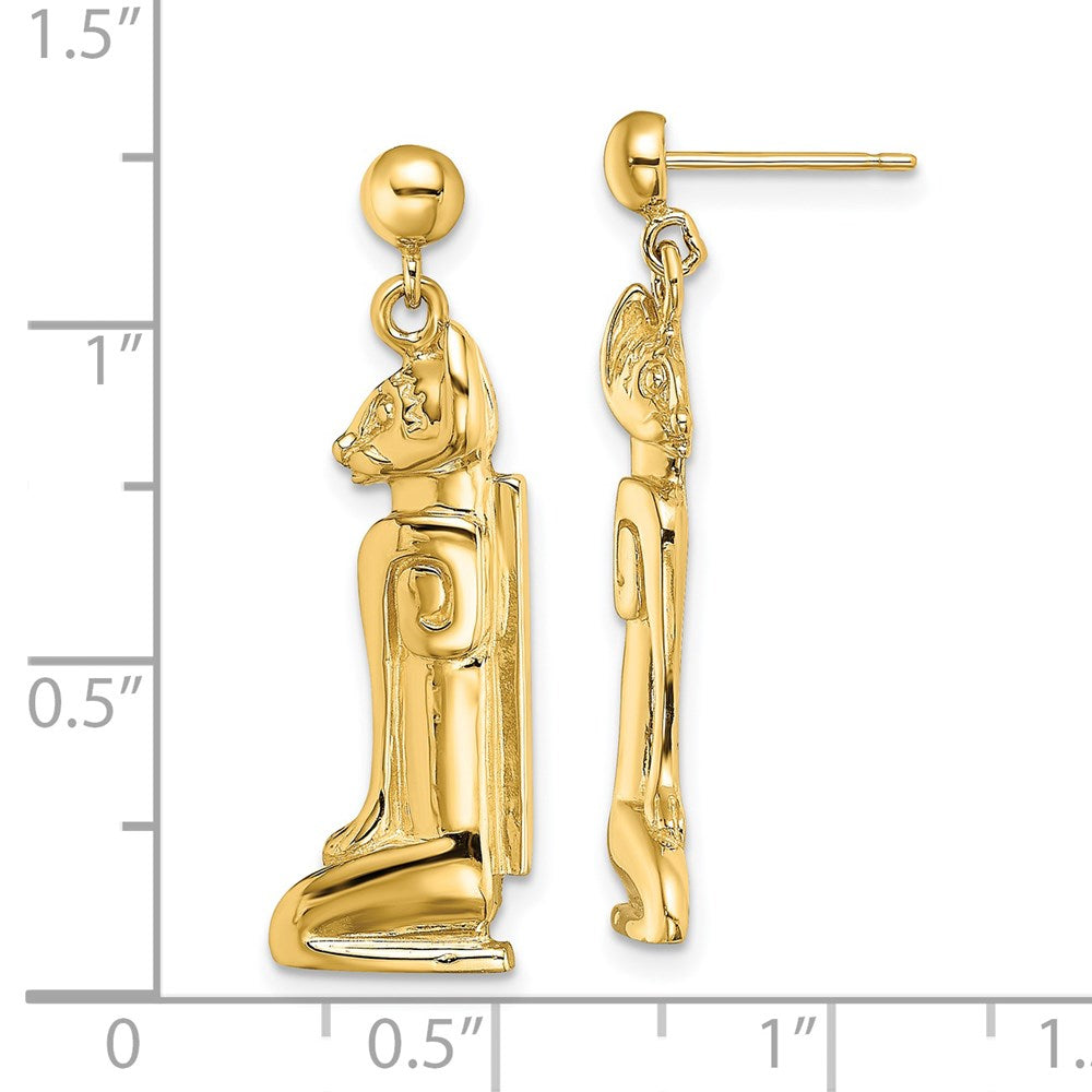 14K Gelbgold 2-d Marco Island Katze Ohrhänger