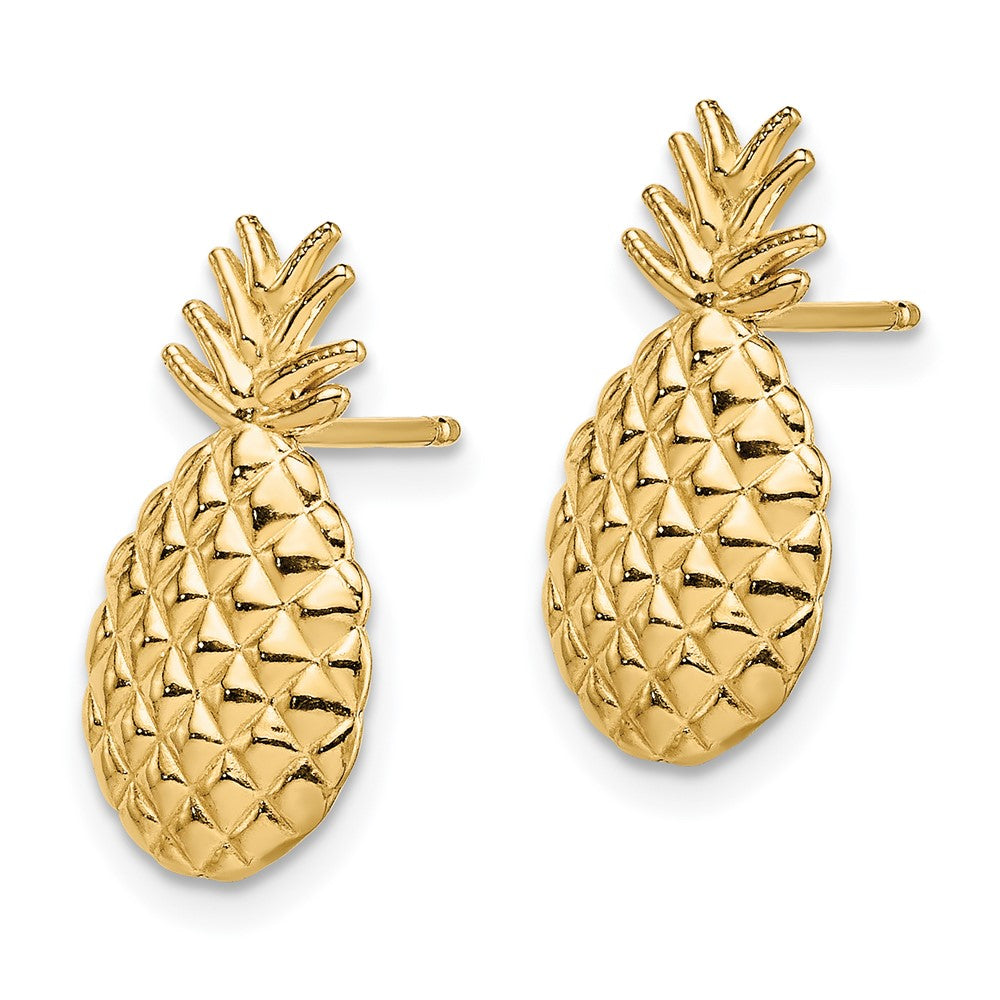 14K Gelbgold Strukturiert Pineapple Ohrstecker