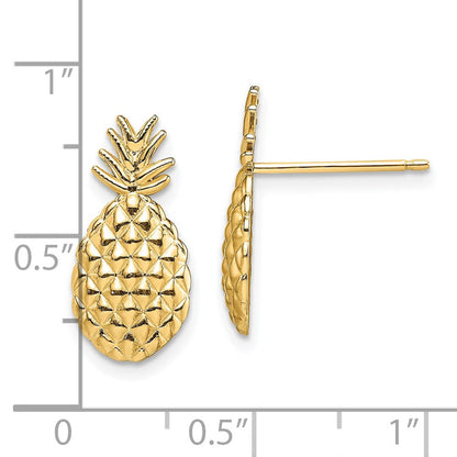 14K Gelbgold Strukturiert Pineapple Ohrstecker