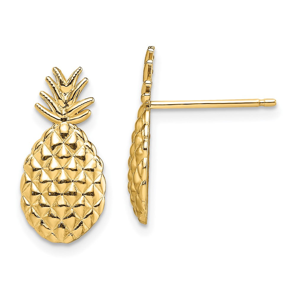 14K Gelbgold Strukturiert Pineapple Ohrstecker